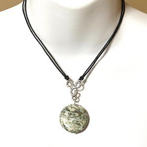 2/$20, Natural Green Tree Agate Necklace, Genuine Gemstone Cord Necklace